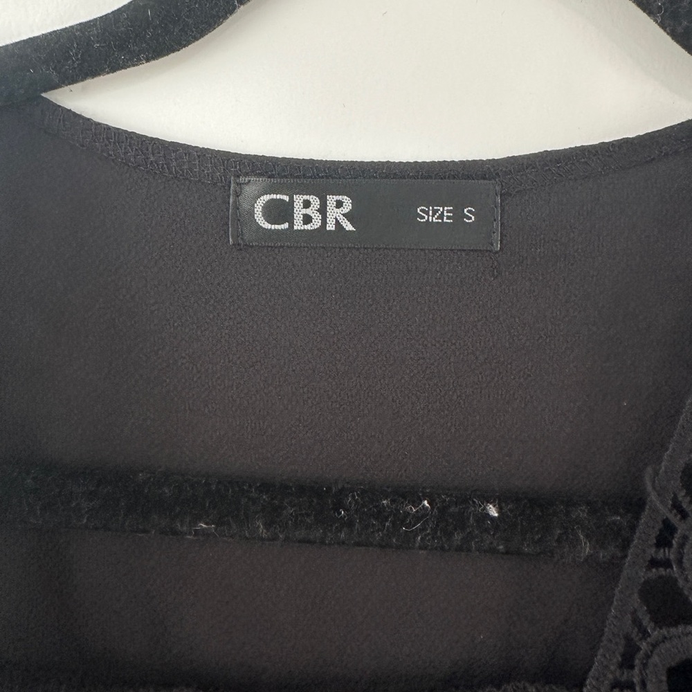 Black Lace Trim Blouse Womens Boho Chic Flowy Top Date Night Casual | Size S - Picture 13 of 13